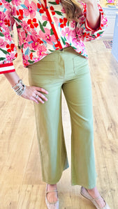 Olive High Waisted Wide Leg Pant