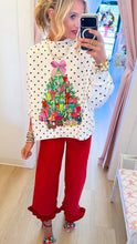 Queen of Sparkles White and Black Studded Christmas Tree Mockneck