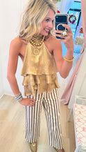 Gold Sleeveless Ruffle Tiered Top