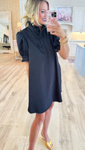 Black Ruffle Neck Mini Dress