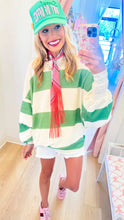 Deal of The Day Green and Cream Stripe Oversized Sweatshirt