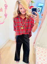 Red Plaid Dolman Sleeve Top
