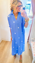 Blue and White Polka Dot Midi Dress