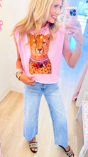Pink Leopard Jeweled Collar Muscle Tee