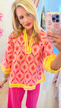 Deal of the Day Yellow Mix Baroque Floral Detail Top