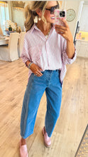 Pink Striped Oversized Button Down Shirt