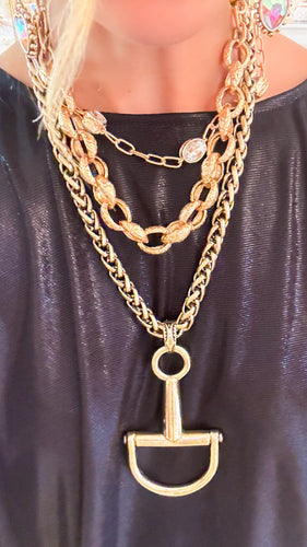 RESTOCK Gold Horse Bit Statement Necklace