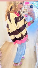Brown and Cream Stripe Knit Sweater Top
