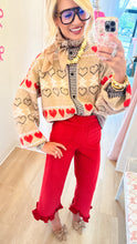 Taupe Mineral Wash Heart Cardigan
