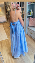 Light Blue Gingham Tiered Midi Dress