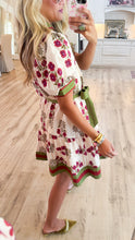 Ecru Floral Pattern Puff Sleeve Mini Dress