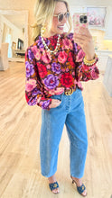 Red Brown Multi Floral Chiffon Blouse