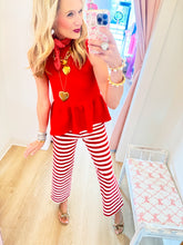Red Sleeveless Pleated Blouse