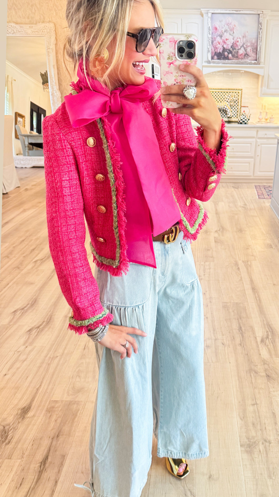 Pink and Green Tweed Blazer