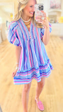 Blue Striped Mini Dress