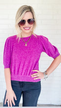 Plum Brushed Puff Sleave Sweater