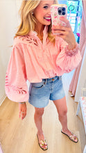 Pink Eyelet Bubble Hem Blouse