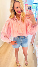 Pink Eyelet Bubble Hem Blouse