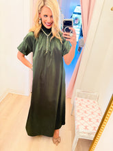 Pine Metallic Satin Maxi Dress