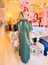 Pine Metallic Satin Maxi Dress
