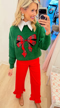 Green Plaid Bow Sweater
