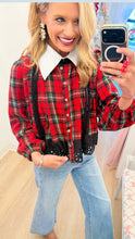 Red Plaid Lace Trim Blouse