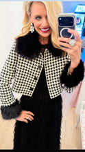 Black Faux Fur Houndstooth Jacket