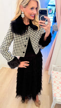 Black Faux Fur Houndstooth Jacket