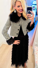 Black Faux Fur Houndstooth Jacket
