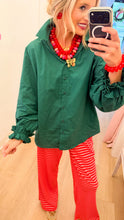 Hunter Green Ruffle Detail Top