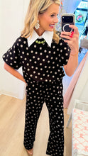 Black Polka Dot Knit Pant Set