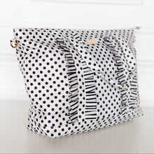 Polka Stripe Ruffled Nylon Tote Bag
